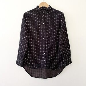 Madewell Women's XS Black Floral Long Sleeve Oversized Ex-Boyfriend Cotton Shirt